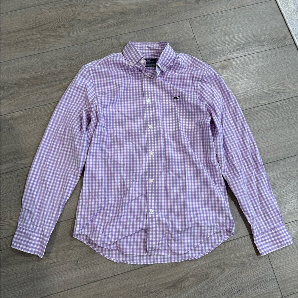 Vineyard Vines Classic Fit Tucker Long-sleeve Shirt (Purple and White) - Small